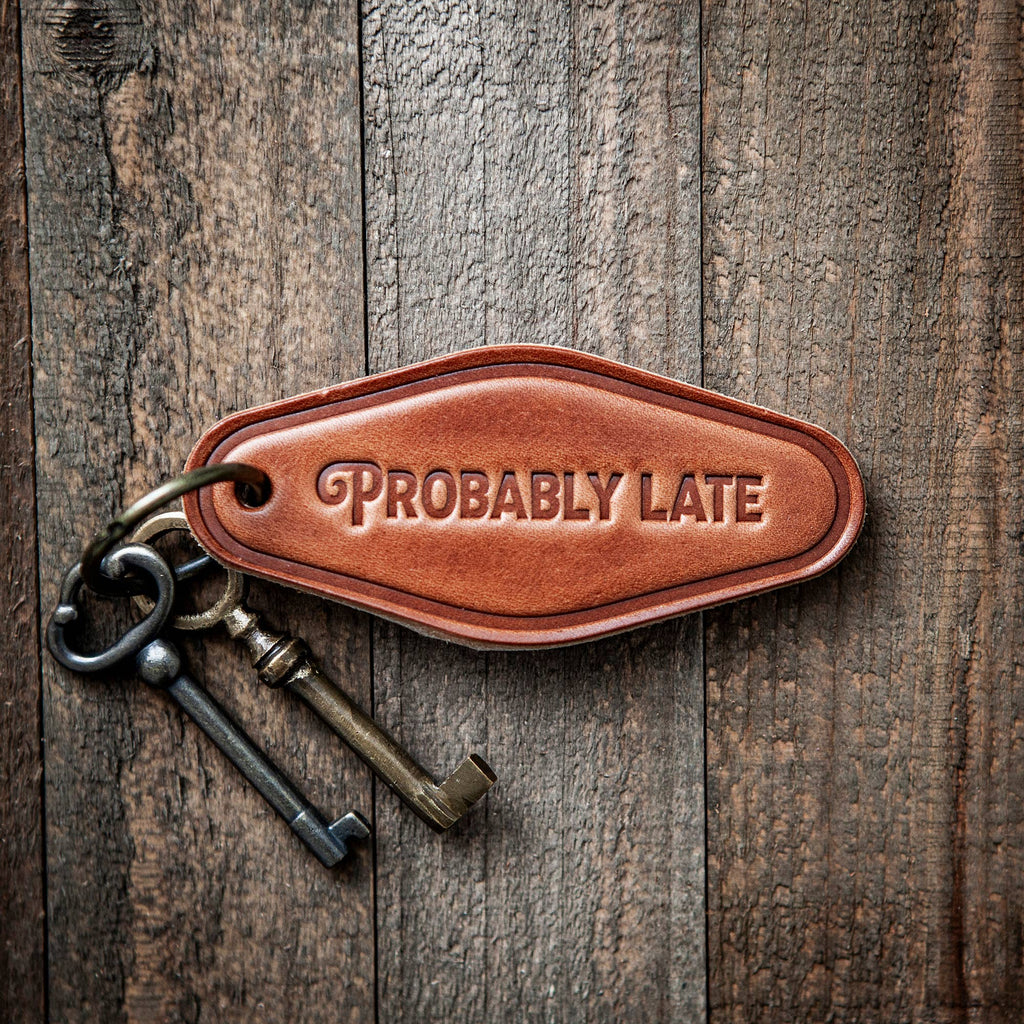 Probably Late Leather Keychain Motel Style