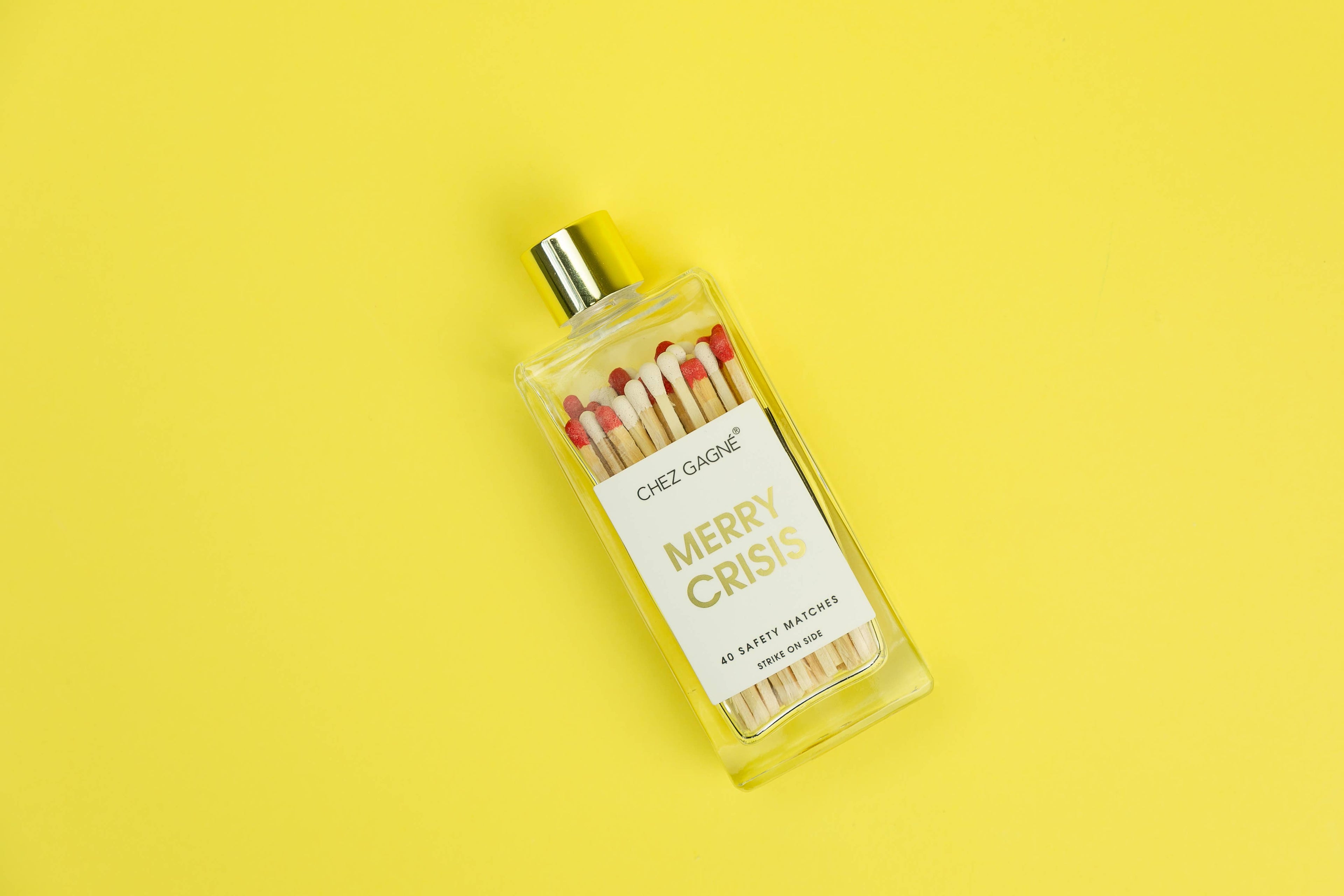 Merry Crisis - Holiday Glass Bottle Safety Matches - White/Red