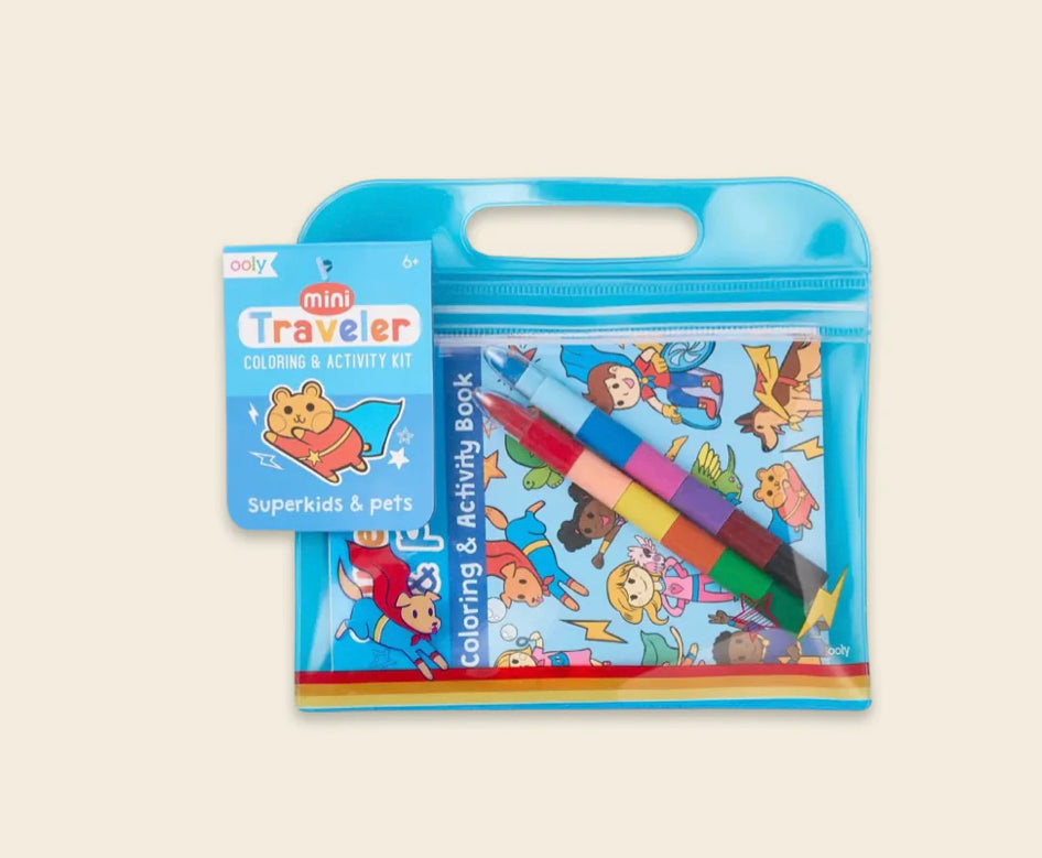 Mini Traveler Coloring + Activity Kit - Superkids & Pets