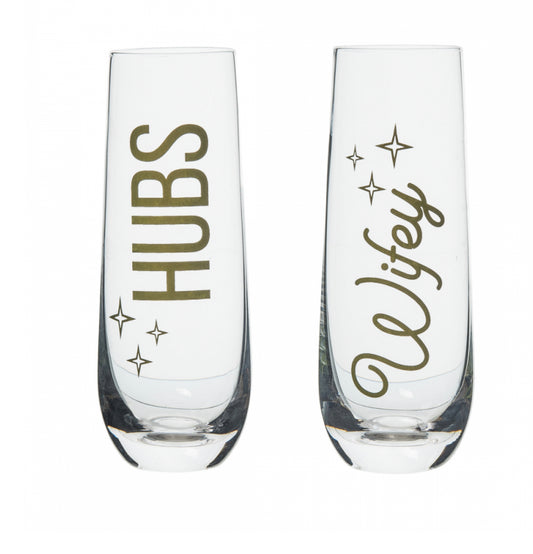 Wifey/Hubs Champagne Glasses