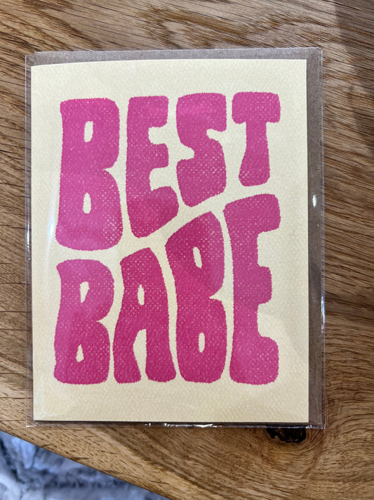 Best Babe - Pink Retro Birthday Card for Friend