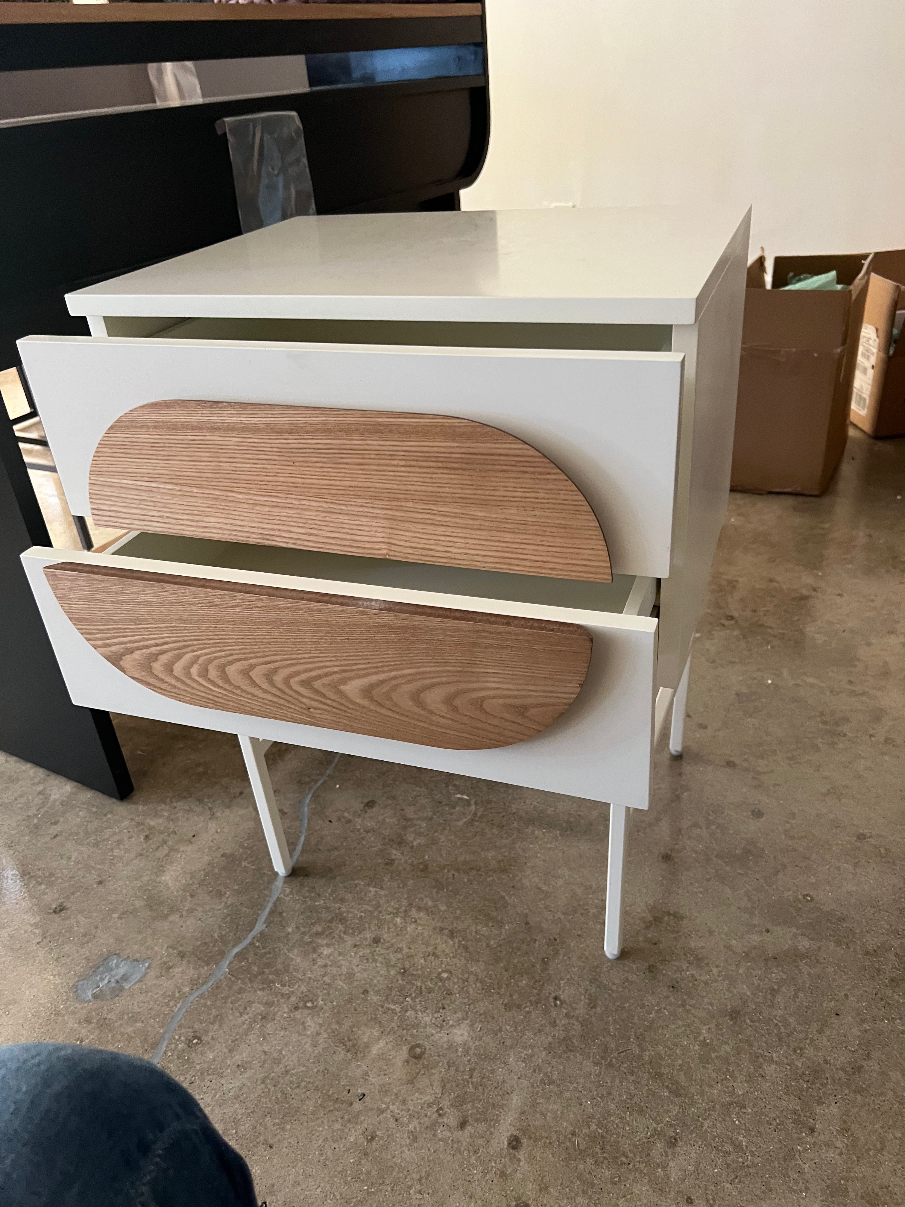 Modern White and Wood Side table