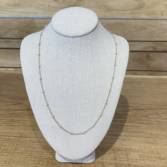 Blue Enamel Chain Necklace