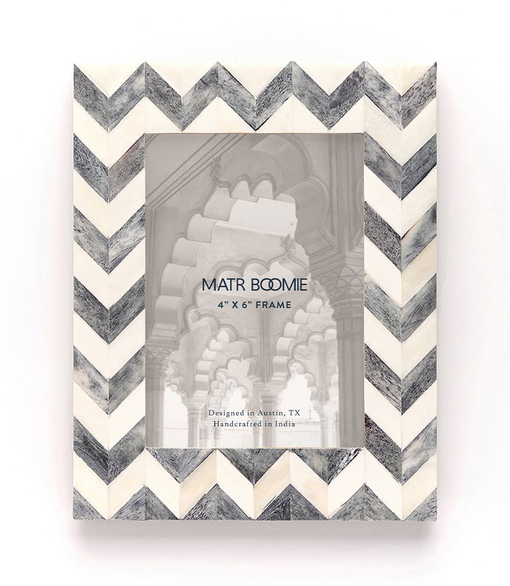 Rudra Storm Carved Bone Frame - Gray and White - 5x7