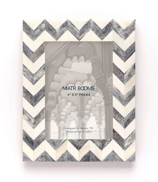 Rudra Storm Carved Bone Frame - Gray and White - 5x7