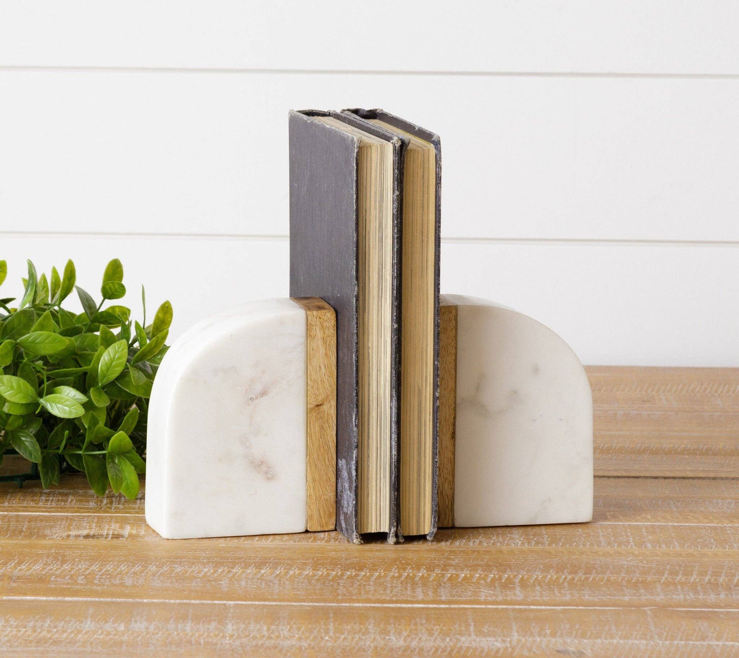 Marble And Wood Bookend