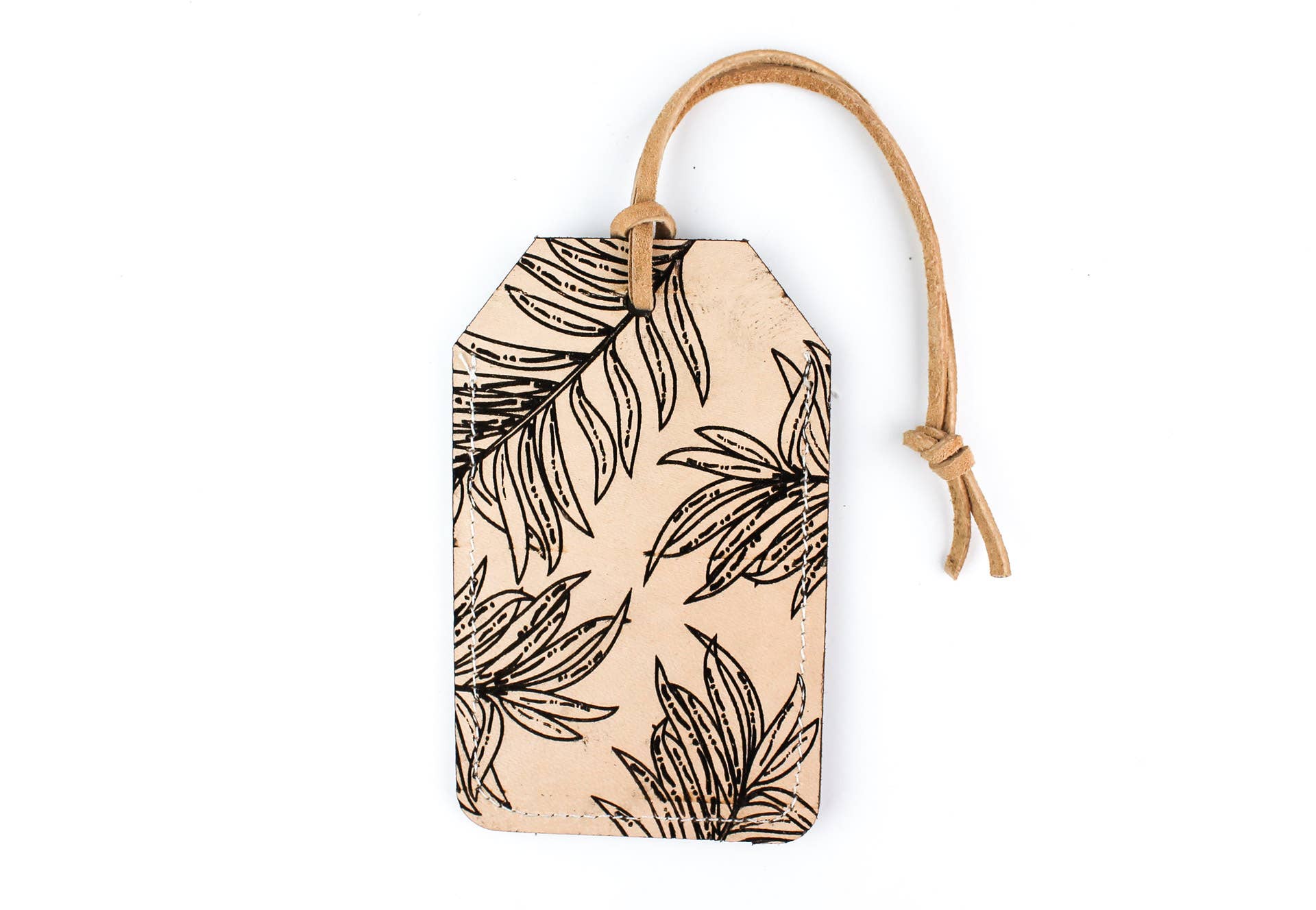 TROPICAL LEAVES | Leather Luggage Tag