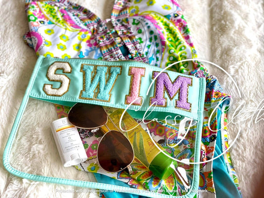 Chenille Letter Clear Pouch - SWIM RTS