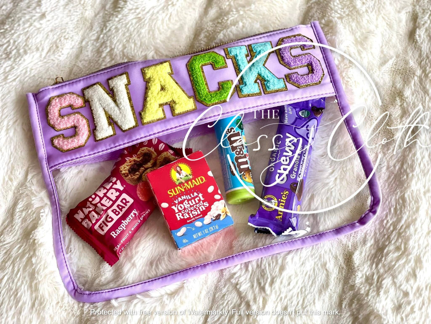 Chenille Letter Clear Pouch - Snacks