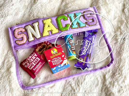 Chenille Letter Clear Pouch - Snacks