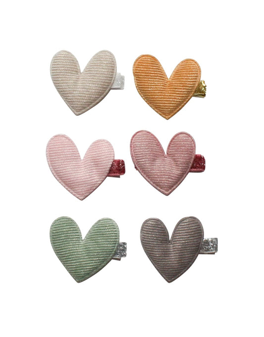 Knit Shimmer Heart Hair Clips