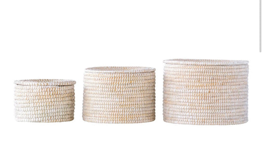 Woven Seagrass Basket with Lid